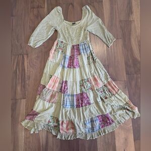 🌿 Young Threads Patchwork Maxi Dress | Boho Cottagecore Dream 🌿